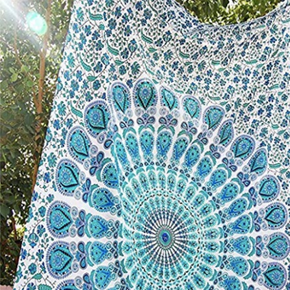 Turquoise Mandala Tapestry - Picture 4 of 4